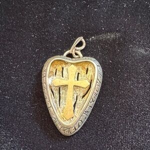 Gold and Silver Heart Pendant with Cross
Made in Israel